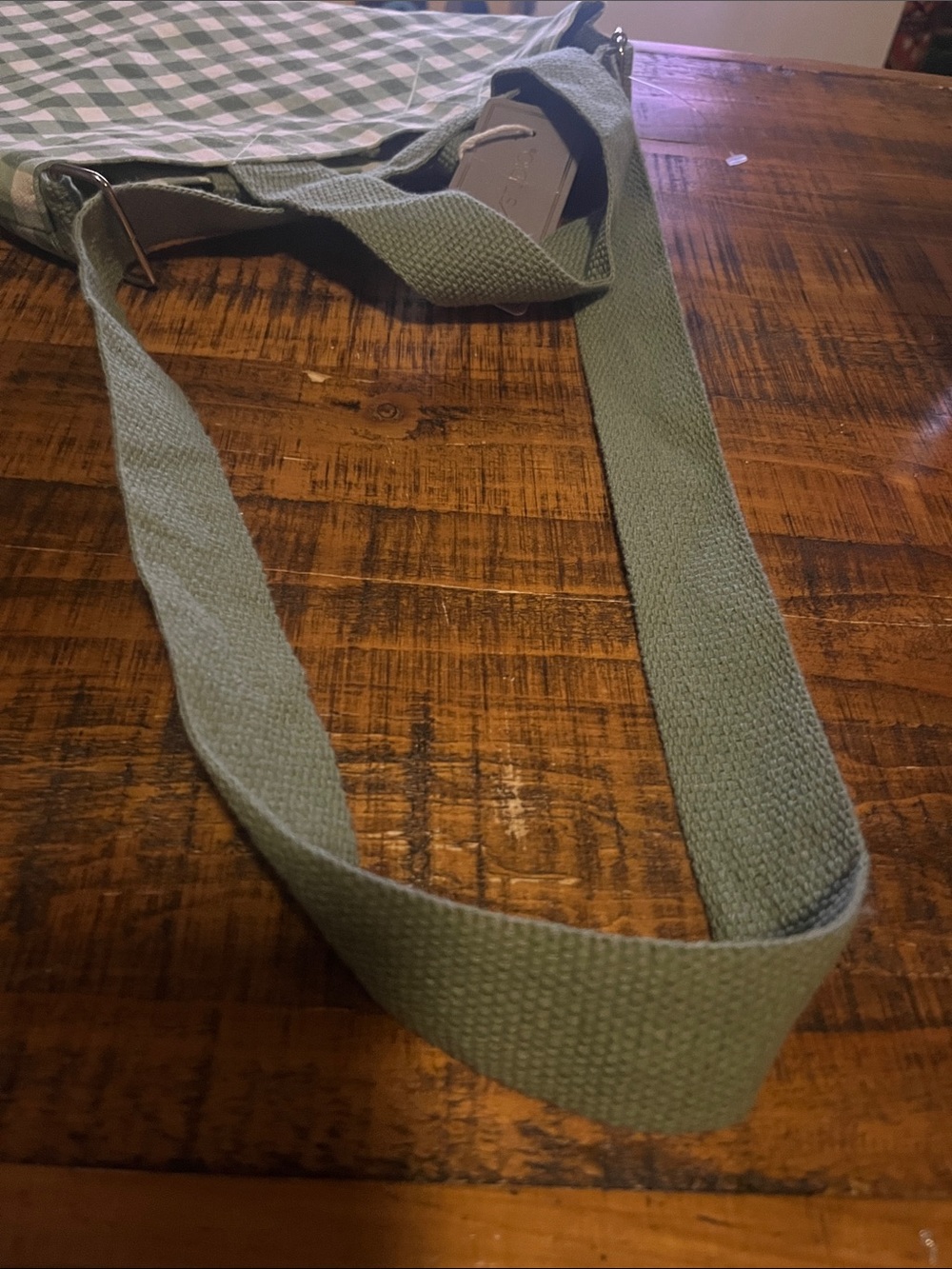 Green Gingham Tote w/ ajustable shoulder strap NWT - Picture 14 of 16